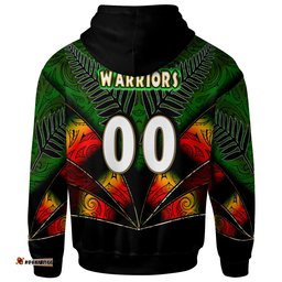 warriors rugby hoodie custom warrios maori mask rugby player maori style ethnic ornament pattern player and number hoodie