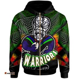 warriors rugby hoodie custom warrios maori mask rugby player maori style ethnic ornament pattern player and number hoodie