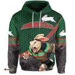 custom personalised rabbitohs rugby hoodie mix aboriginal simple