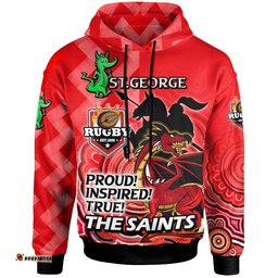 st george rugby hoodie custom the saints proud inspired true dragon aboriginal patterns hoodie