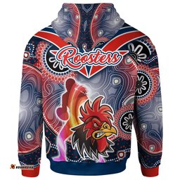 nrlw roosters rugby hoodie custom rugby ball indigenous aboriginal roosters women hoodie