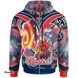 nrlw roosters rugby hoodie custom rugby ball indigenous aboriginal roosters women hoodie