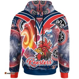 nrlw roosters rugby hoodie custom rugby ball indigenous aboriginal roosters women hoodie