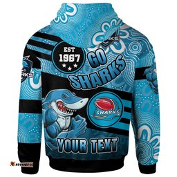 sharks rugby hoodie custom rugby ball go sharks aboriginal patterns hoodie