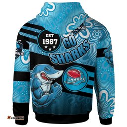 sharks rugby hoodie custom rugby ball go sharks aboriginal patterns hoodie
