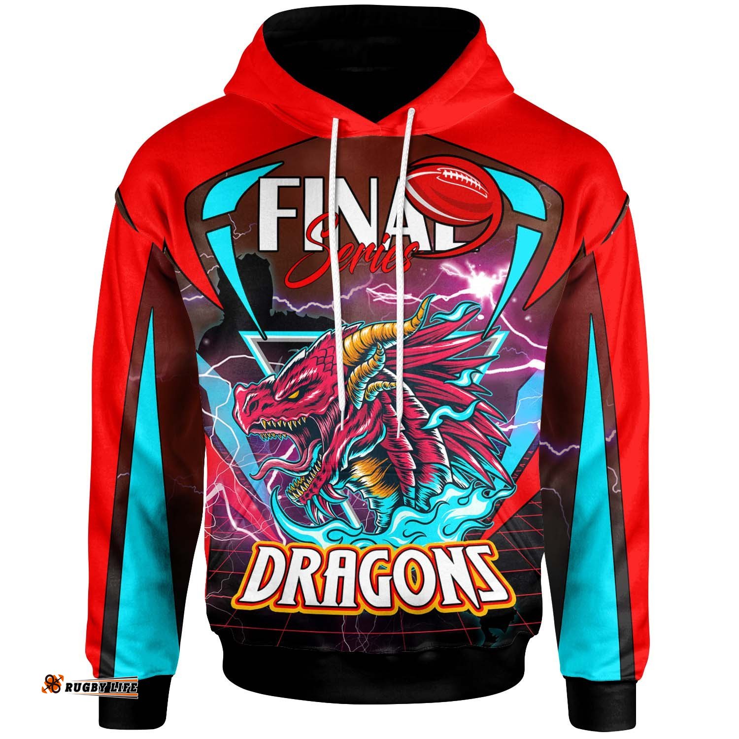 st george rugby hoodie custom final series champions dragons rugby league personalised player and number hoodie