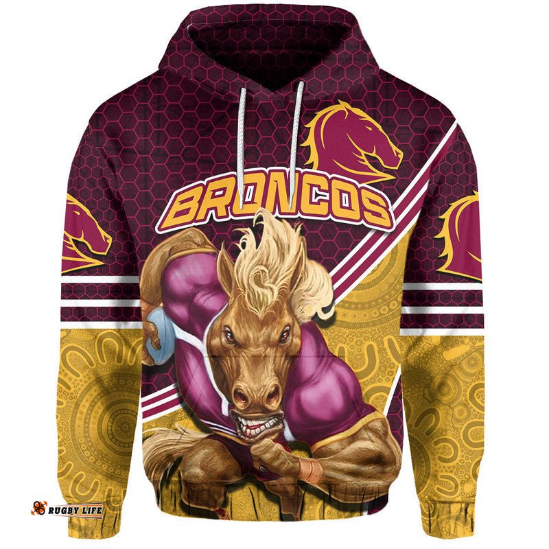 custom personalised broncos rugby hoodie mix aboriginal simple