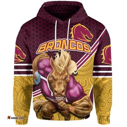custom personalised broncos rugby hoodie mix aboriginal simple