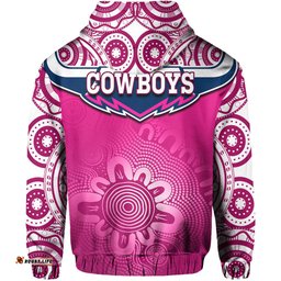 cowboys rugby hoodie aboriginal pattern pink version