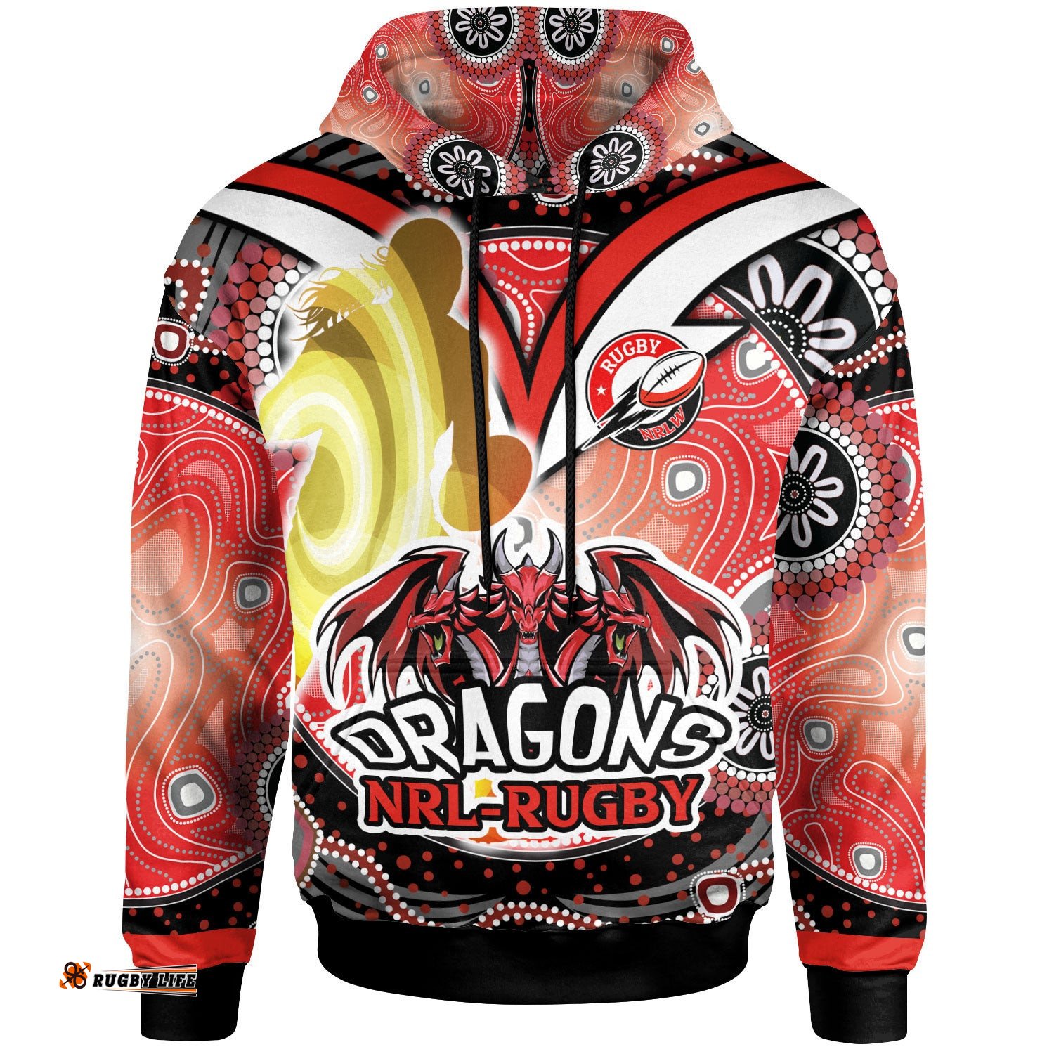 nrlw st george rugby hoodie custom rugby ball indigenous aboriginal st george women hoodie