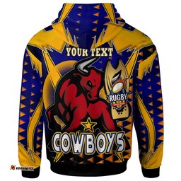 cowboys rugby hoodie custom bull rugby cup final series champions sport style personalised player and number hoodie