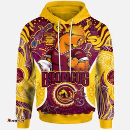 broncos rugby hoodie custom brisbane broncos mascot with aboriginal art personalised player and number hoodie