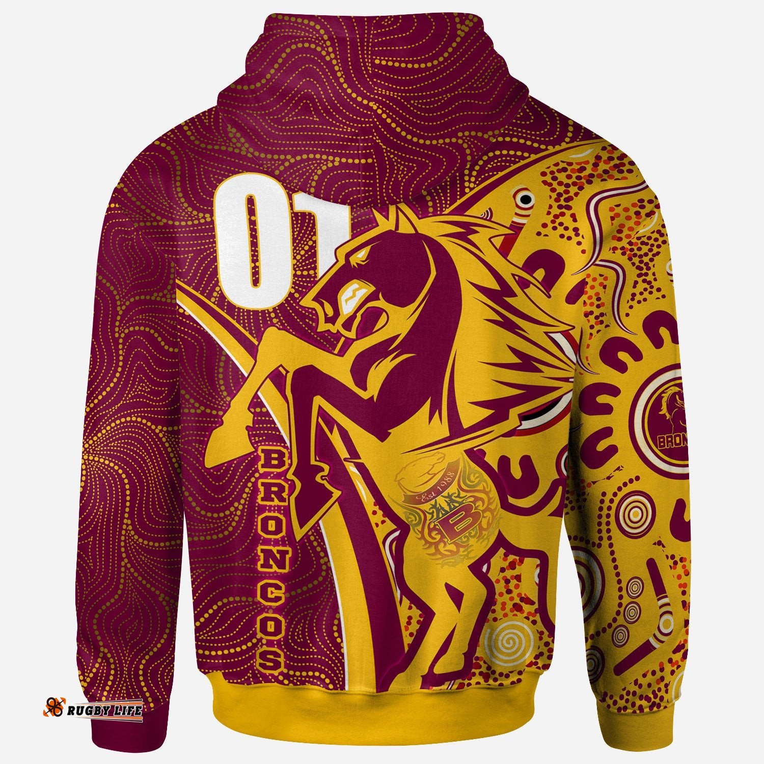 broncos rugby hoodie custom brisbane broncos pride with tattoo and aboriginal art personalised name and number hoodie