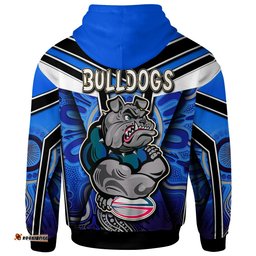 bulldogs rugby hoodie custom bulldog rugby ball with aboriginal pattern personalised player and number hoodie