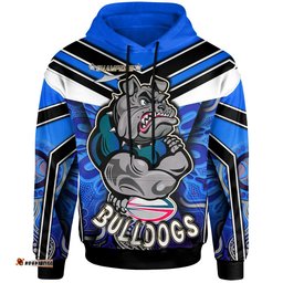 bulldogs rugby hoodie custom bulldog rugby ball with aboriginal pattern personalised player and number hoodie
