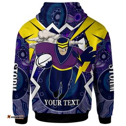 storms rugby hoodie custom rugby championship storms mascot with aboriginal pattern player and number hoodie