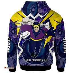 storms rugby hoodie custom rugby championship storms mascot with aboriginal pattern player and number hoodie