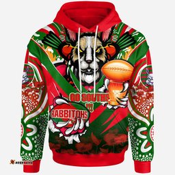 rabbitohs premierships rugby hoodie custom go rabbitohs champion claw scratch aboriginal culture hoodie