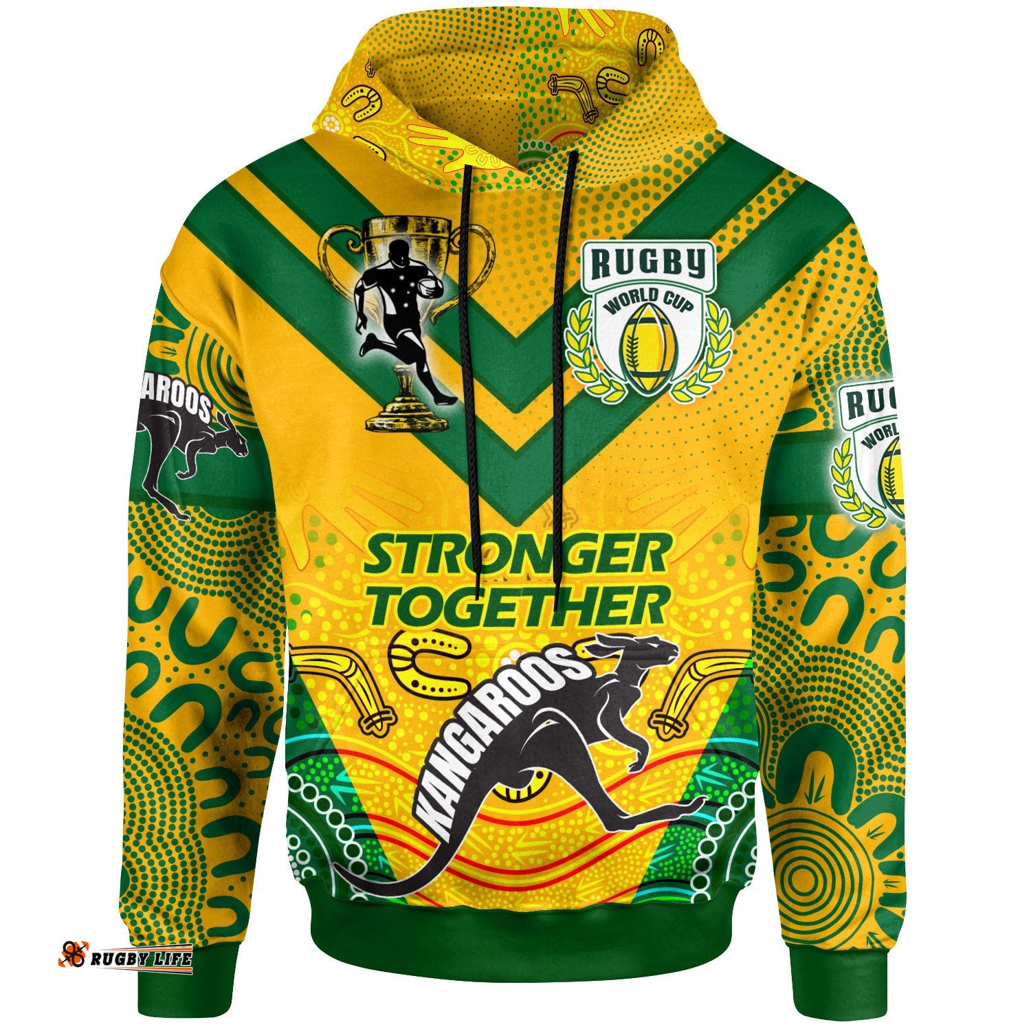 kangaroos rugby hoodie custom kangaroos mascot stronger together hoodie