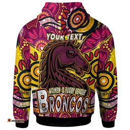 nrlw broncos rugby hoodie custom broncos rugby womens rugby league aboriginal dot painting hoodie
