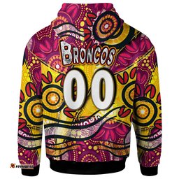 nrlw broncos rugby hoodie custom broncos rugby womens rugby league aboriginal dot painting hoodie