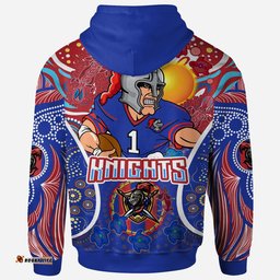 knights rugby hoodie custom indigenous newcastle knights mascot with aboriginal art personalised player and number hoodie