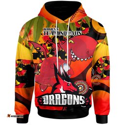 nrlw stgeorge rugby hoodie custom cute dragons with aboriginal dot painting style player and number woman hoodie