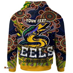 nrlw eels rugby hoodie custom eels womens rugby league with aboriginal style player and number hoodie