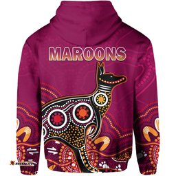 maroons rugby hoodie queensland kangaroo aboriginal dot paintings