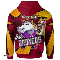 broncos rugby hoodie custom broncos horse rugby nrl grand final with dot painting personalised player and number hoodie