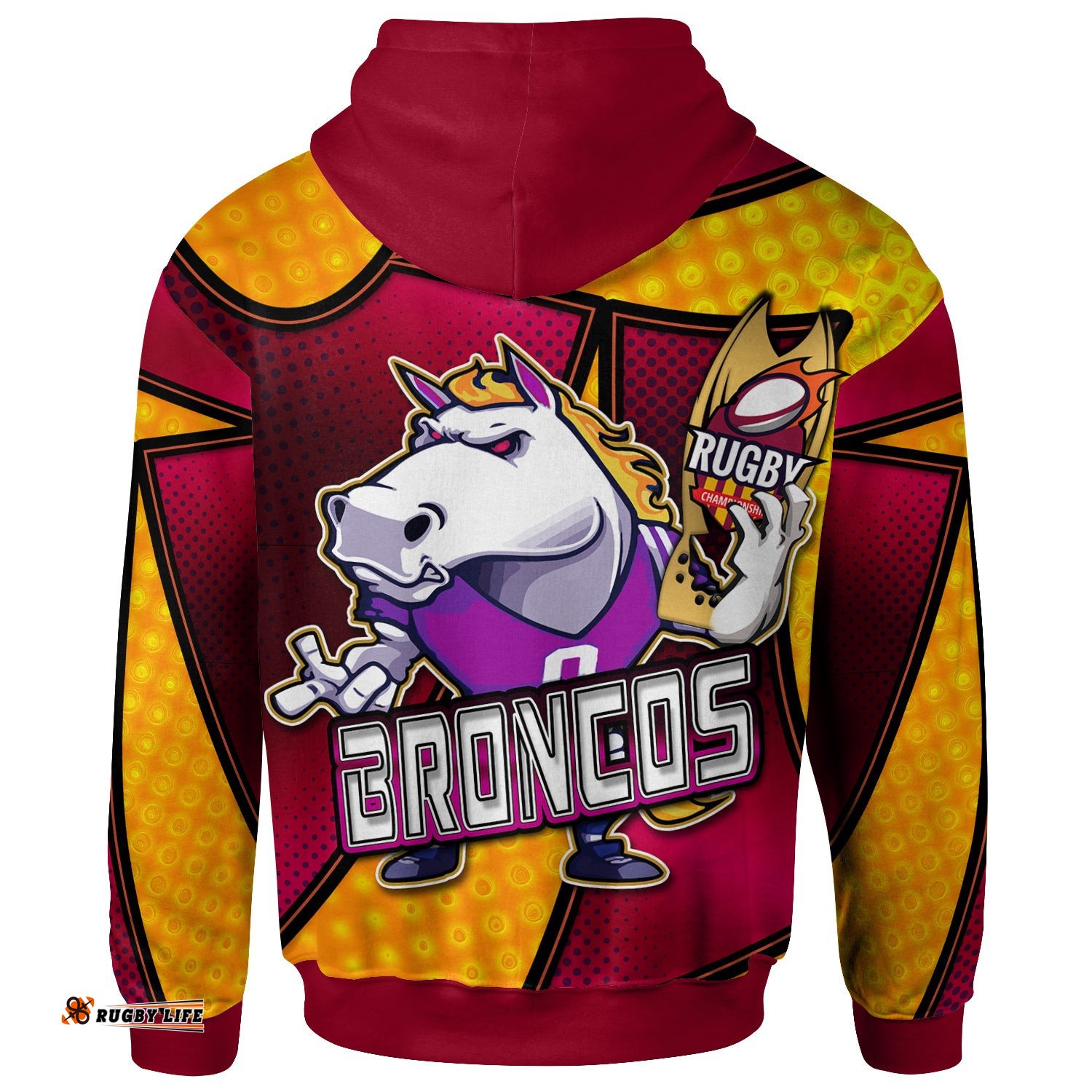 broncos rugby hoodie custom broncos horse rugby nrl grand final with dot painting personalised player and number hoodie