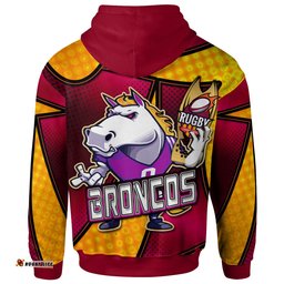 broncos rugby hoodie custom broncos horse rugby nrl grand final with dot painting personalised player and number hoodie