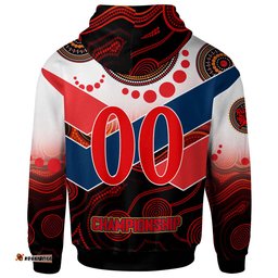 nrlw roosters rugby hoodie custom womens rugby league with aboriginal dot painting style player and number hoodie