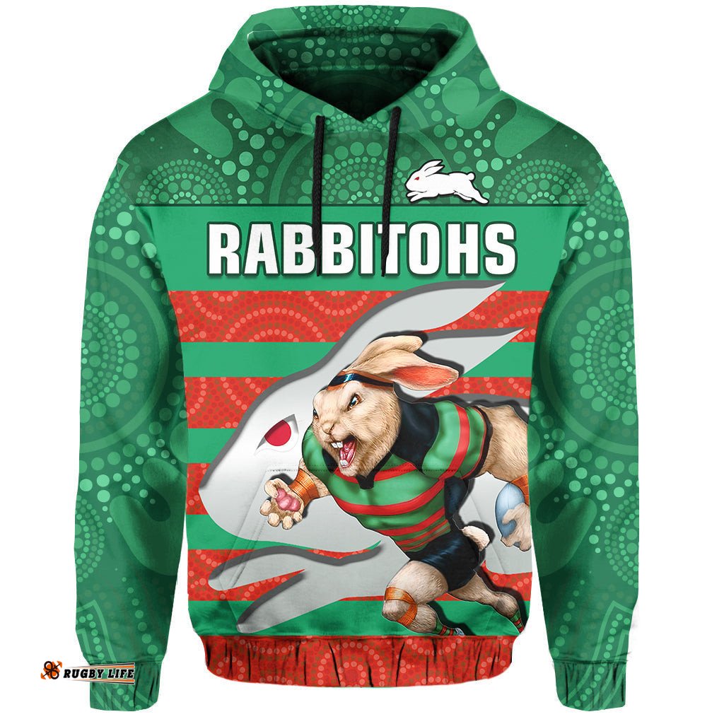 rabbitohs rugby hoodie aboriginal dot painting glory glory sporty style