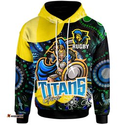 nrlw titans rugby hoodie custom titans rugby aboriginal dot painting player and number woman hoodie