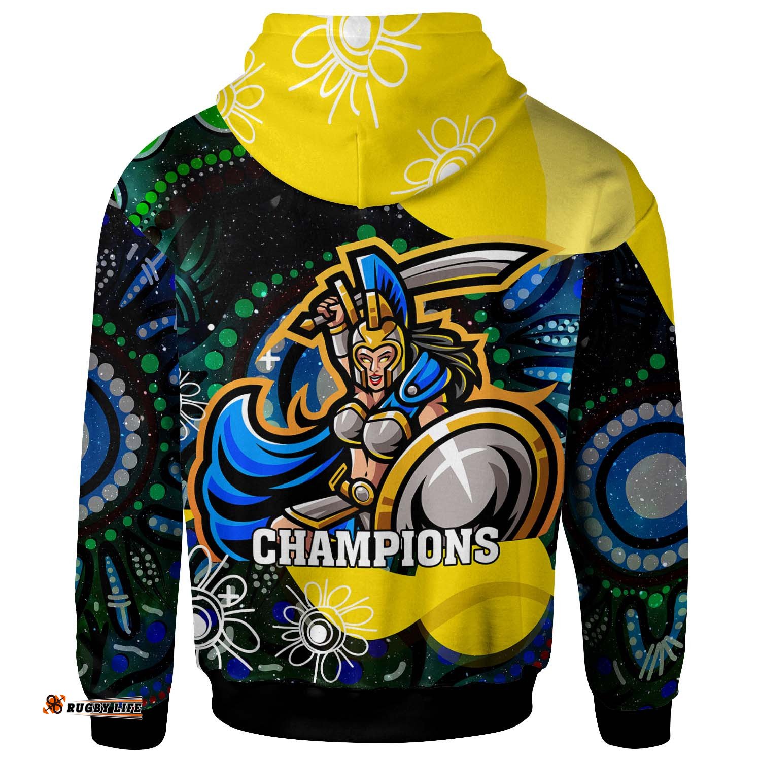 nrlw titans rugby hoodie custom titans rugby aboriginal dot painting player and number woman hoodie