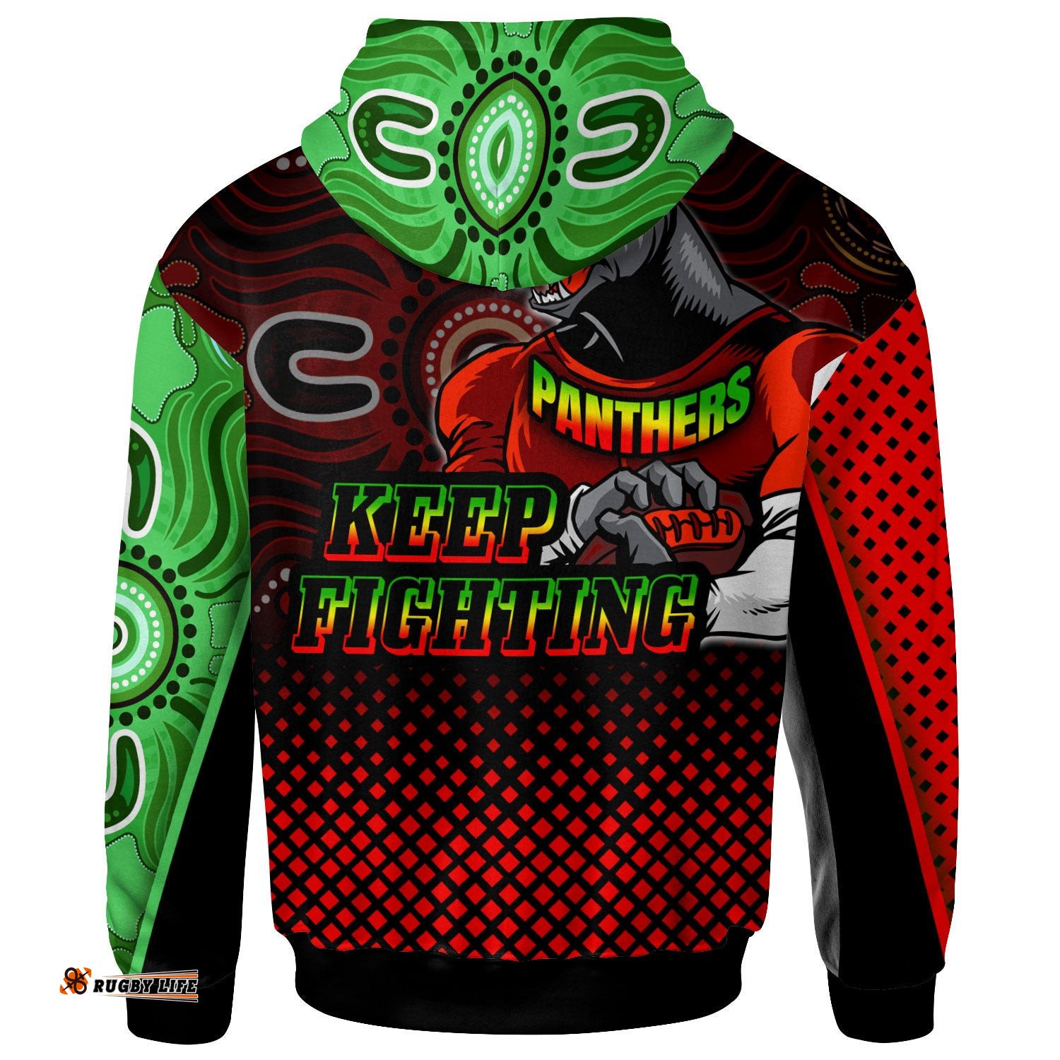 panthers rugby hoodie custom panthers keep fighting aboriginal patterns hoodie