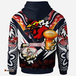roosters premierships rugby hoodie custom "go roosters" super champion claw scratch aboriginal culture hoodie