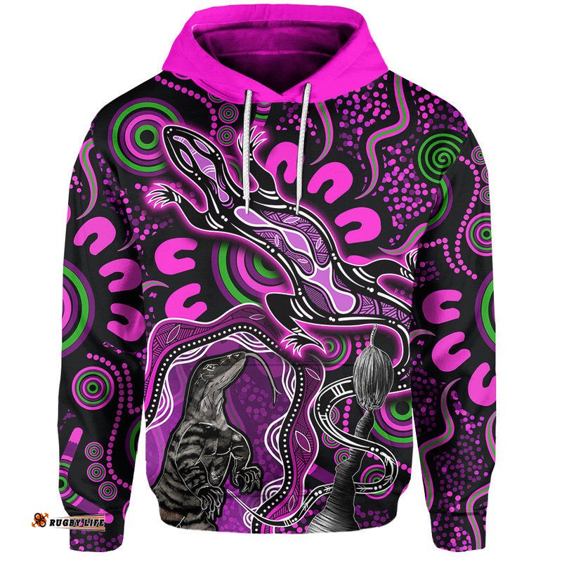 custom personalised aboriginal lizard hoodie pink color