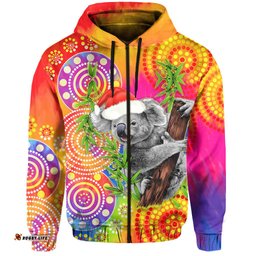 custom personalised australia koala aboriginal hoodie rainbow tie dye merry christmas