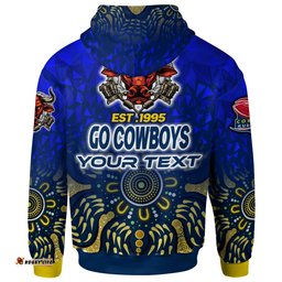 cowboys rugby hoodie custom rugby ball go cowboys aboriginal patterns hoodie