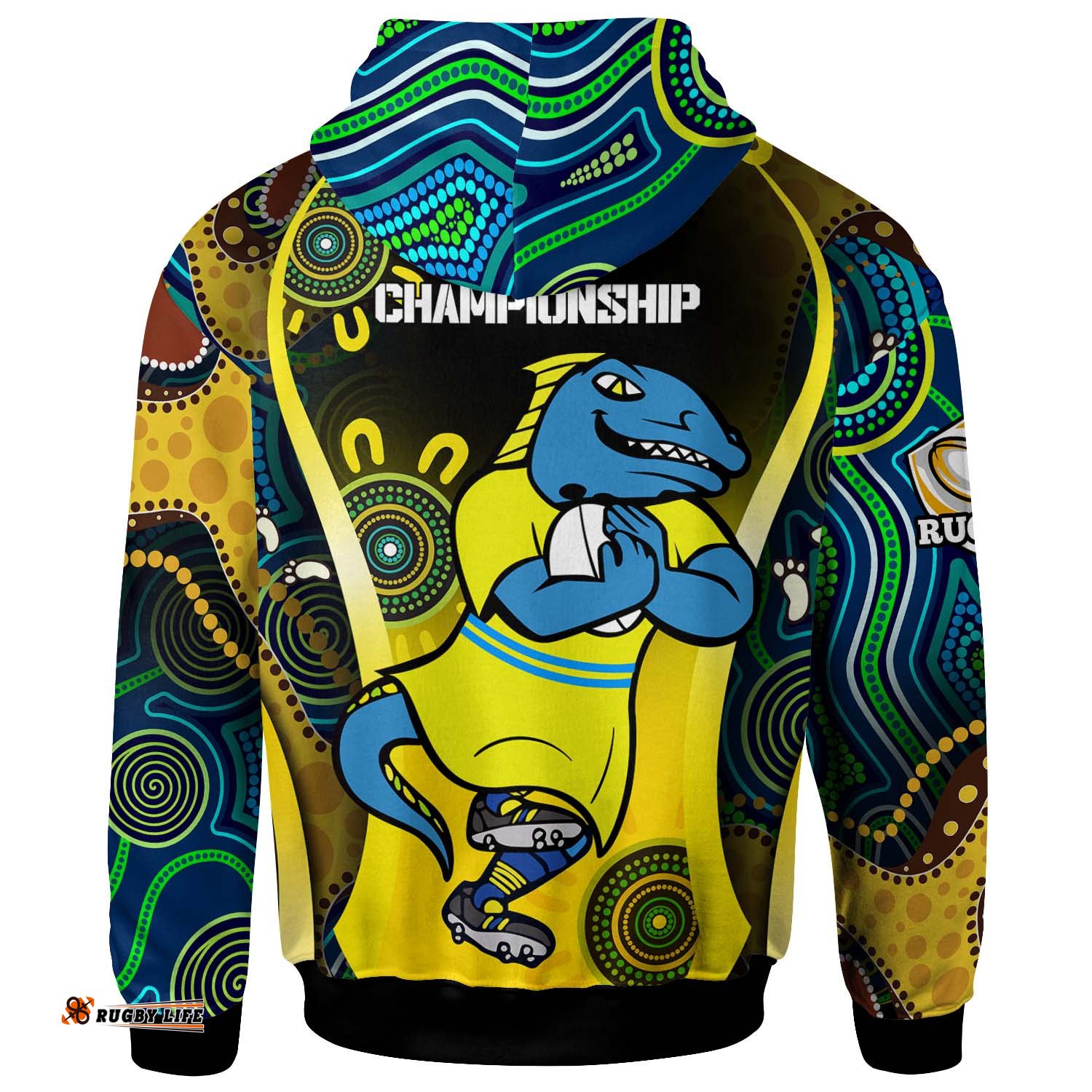 nrlw eels rugby hoodie custom eels womens rugby league with aboriginal dot painting player and number hoodie