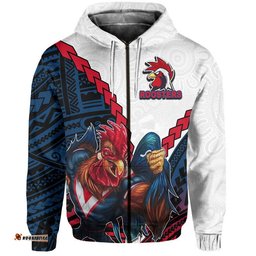 roosters rugby hoodie mix polynesian