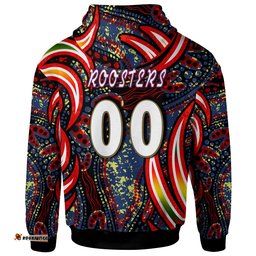 nrlw roosters rugby hoodie custom womens rugby league with aboriginal style player and number hoodie