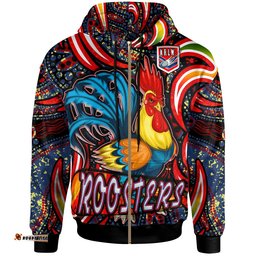 nrlw roosters rugby hoodie custom womens rugby league with aboriginal style player and number hoodie