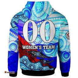 nrlw knights rugby hoodie custom woman knights with aboriginal dot painting style player and number woman hoodie