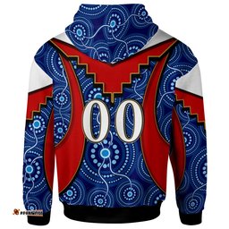 roosters rugby hoodie custom rooster with rugby ball aboriginal dot painting personalised player and number hoodie