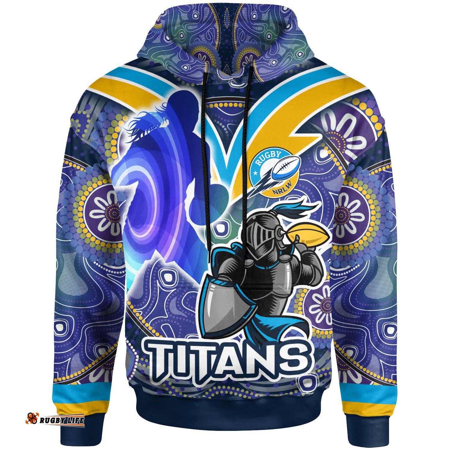nrlw titans rugby hoodie custom rugby ball indigenous aboriginal titans women hoodie