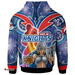 nrlw knights rugby hoodie custom rugby ball indigenous aboriginal knights women hoodie