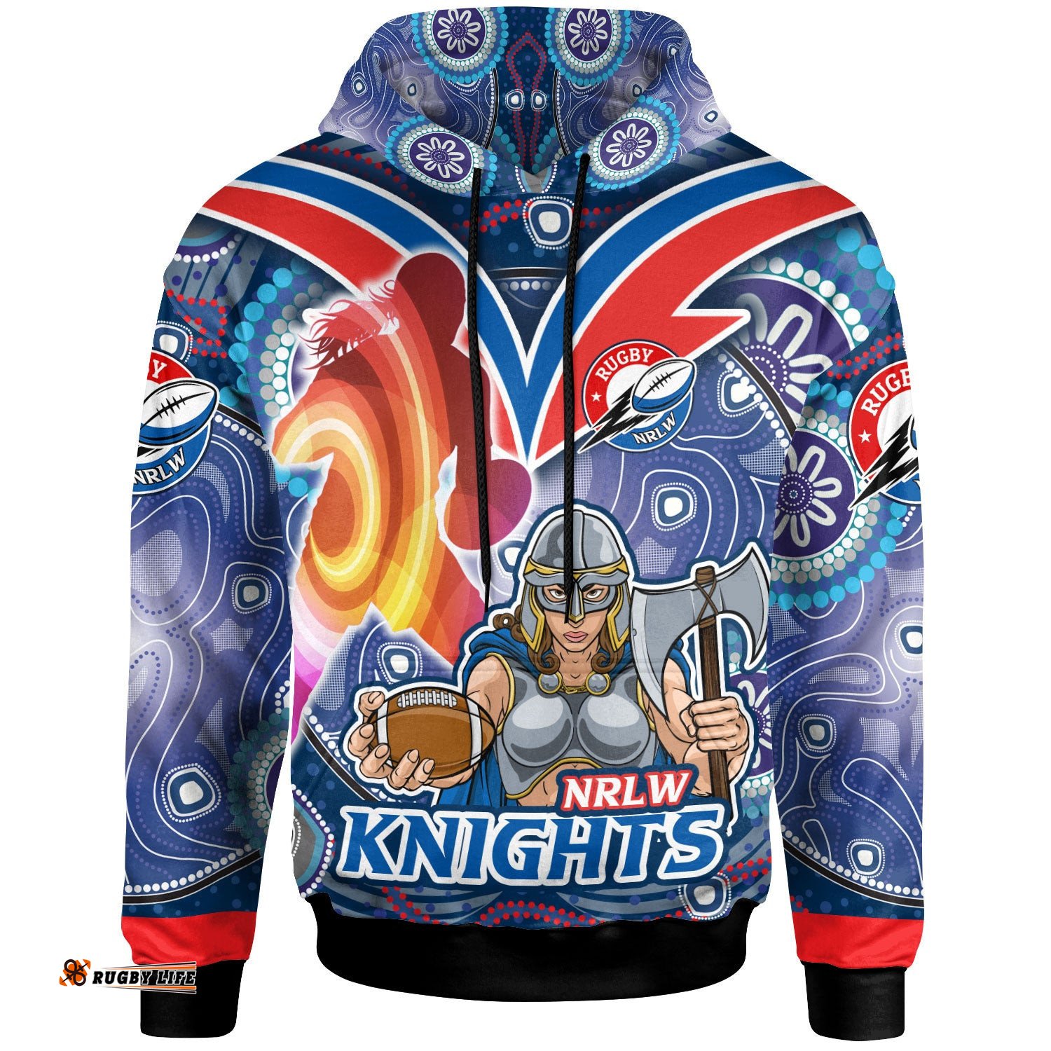nrlw knights rugby hoodie custom rugby ball indigenous aboriginal knights women hoodie